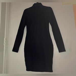 Black sparkly turtleneck bodycon long sleeve dress